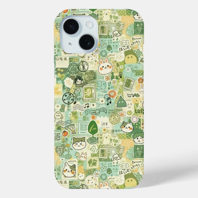 Japanese Green Anime Moodboard kawaii cartoon gift Case-Mate iPhone Case (Back)