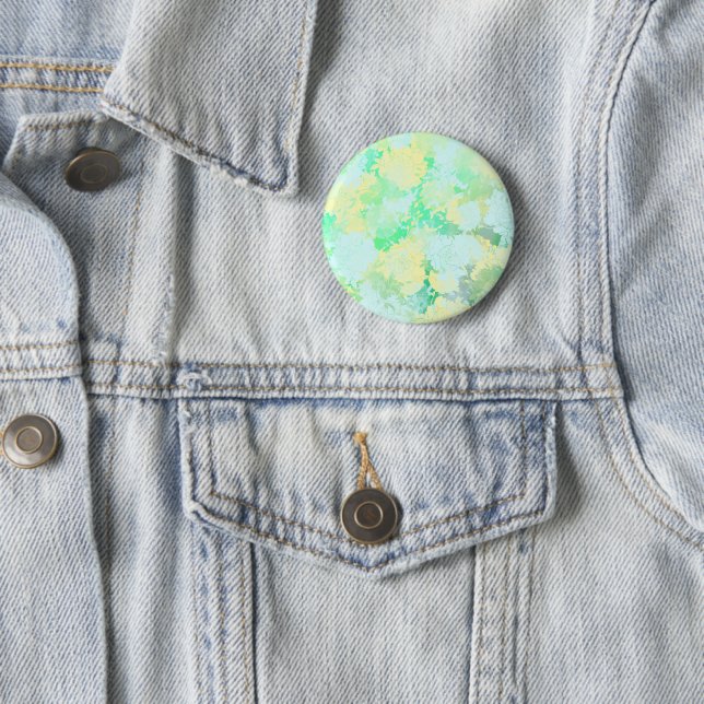 Japanese green,flowers patterns 6 cm round badge (In Situ)