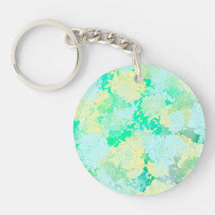 Japanese green,flowers patterns key ring