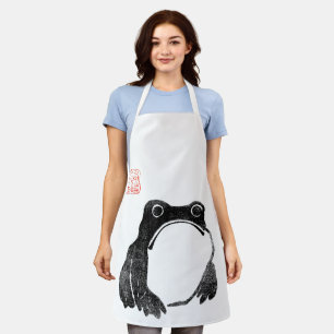 Japanese Grumpy Frog Toad Unimpressed Animal Funny Apron