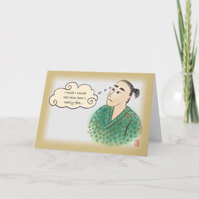 Japanese Guy in Yukata Love 2 for Him Card (Front)