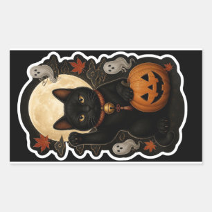 Japanese Halloween Black Cat Maneki Neko Sticker –