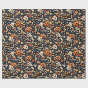 Japanese Halloween Ghost Pumpkin Wrapping Paper