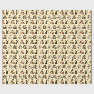 Japanese Halloween Kitsune Pumpkin Yokai Pattern Wrapping Paper