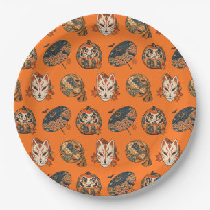 Japanese Halloween Yokai Pattern Paper Plates