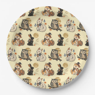 Japanese Halloween Yokai Pattern Paper Plates