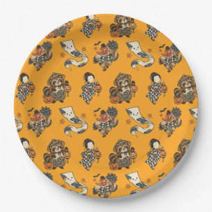 Japanese Halloween Yokai Pattern Paper Plates