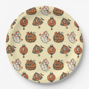 Japanese Halloween Yokai Pattern Paper Plates