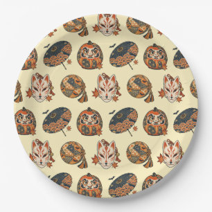 Japanese Halloween Yokai Pattern Paper Plates