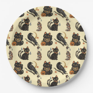 Japanese Halloween Yokai Pattern Paper Plates