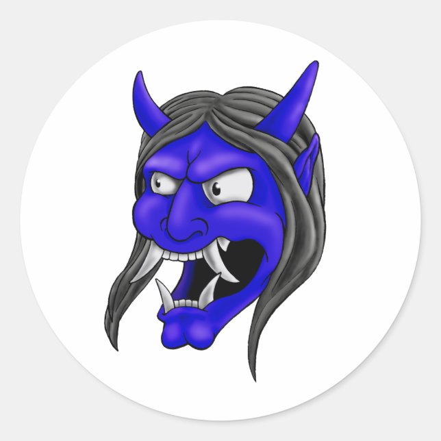 Japanese Hannya Mask Classic Round Sticker (Front)