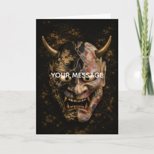 Japanese Hannya Mask Kintsugi Art Personalized Car Card
