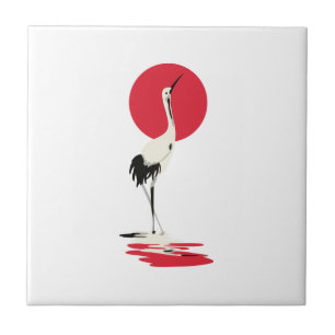 Japanese Heron Ceramic Tile