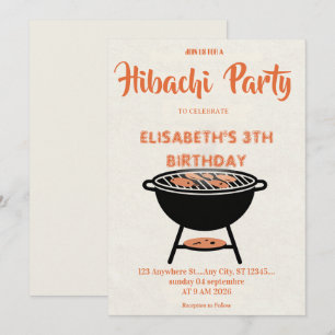 Japanese Hibachi Dinner Party Birthday Invitation