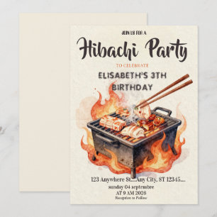 Japanese Hibachi Dinner Party Birthday Invitation