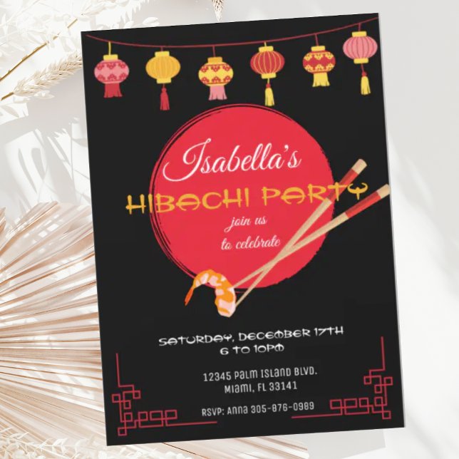 Japanese Hibachi Dinner Party Birthday Invitation (Creator Uploaded)