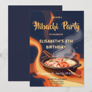 Japanese Hibachi Dinner Party Birthday Invitation
