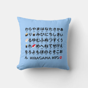 Japanese Hiragana & Katakana table (Sushi) Cushion