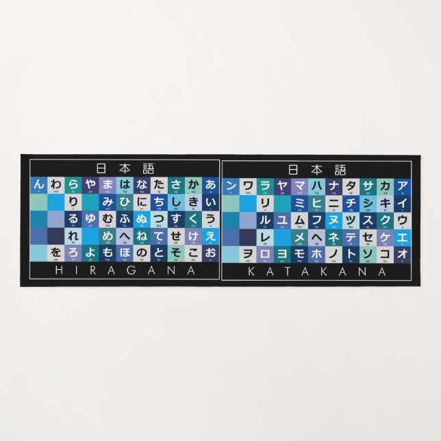 Japanese Hiragana & Katakana table Yoga Mat (Front (Horizontal))
