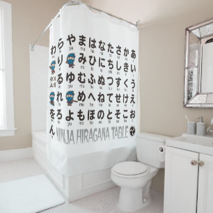 Japanese Hiragana table (Ninja Boy) Shower Curtain