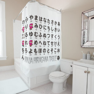 Japanese Hiragana table (Ninja Girl) Shower Curtain