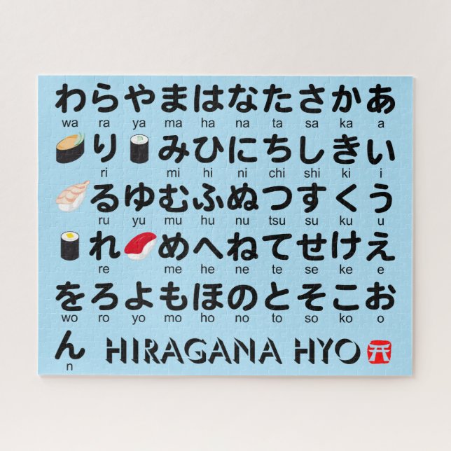 Japanese Hiragana Table (Sushi) Jigsaw Puzzle (Horizontal)