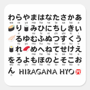Japanese Hiragana table(Sushi) Square Sticker