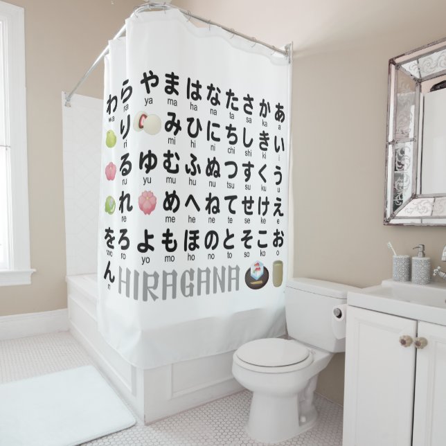 Japanese Hiragana table (Wagashi) Shower Curtain (In Situ)