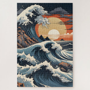 Japanese Hokusai Wave Jigsaw Puzzle