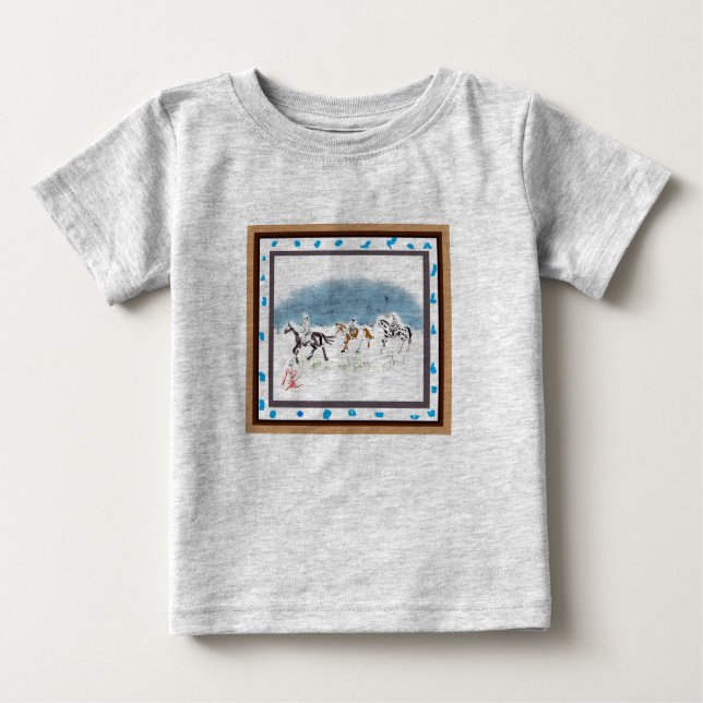 Japanese horse samurai art equestrian sumi baby T-Shirt (Front)