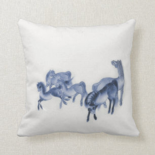 Japanese Horses Antique Reproduction Cushion