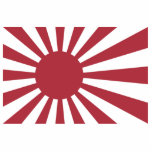 Japanese Imperial Rising Sun Flag Japan Photo Sculpture Magnet<br><div class="desc">The Rising Sun Flag is a Japanese flag (旭日旗, Kyokujitsu-ki) that consists of a red disc and sixteen red rays emanating from the disc. Like the Japanese national flag, the Rising Sun Flag symbolises the sun. The flag was originally used by feudal warlords in Japan during the Edo period. It...</div>
