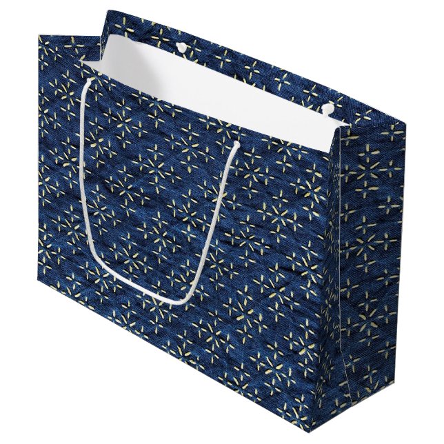 Japanese Indigo Blue Large Gift Bag (Front Angled)