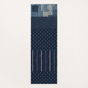 Japanese Indigo Field Cloth Boro & Kasu Designs Yoga Mat