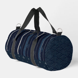 Japanese Indigo Field Cloth Boro & Kasuri Textile Duffle Bag