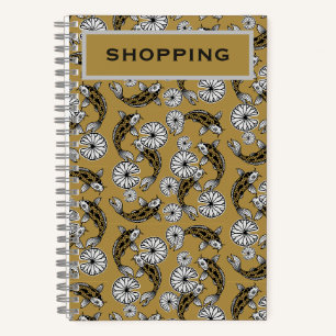 Japanese Indigo Gold Carp Folk Pattern Notebook