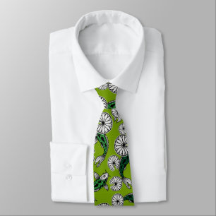Japanese Indigo Green Carp Folk Pattern Tie