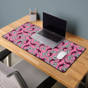 Japanese Indigo Pink Carp Folk Pattern Desk Mat