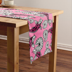Japanese Indigo Pink Carp Folk Pattern Medium Table Runner