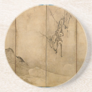 Japanese Ink on paper Gibbons Primates & Landscape Coaster