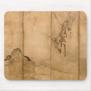 Japanese Ink on paper Gibbons Primates & Landscape Mouse Pad