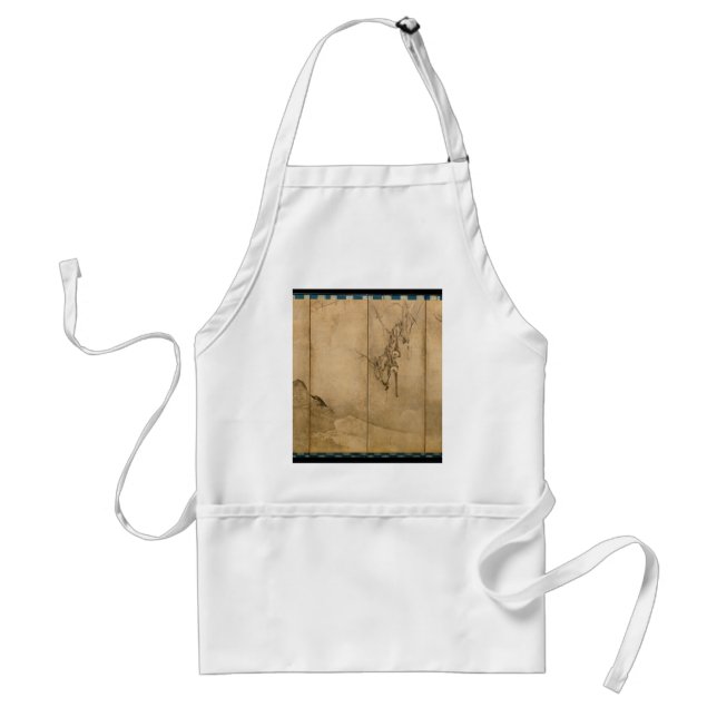 Japanese Ink on paper Gibbons Primates & Landscape Standard Apron (Front)