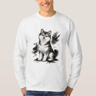 【Japanese Ink Puppy Long Sleeve T-Shirt】 T-Shirt