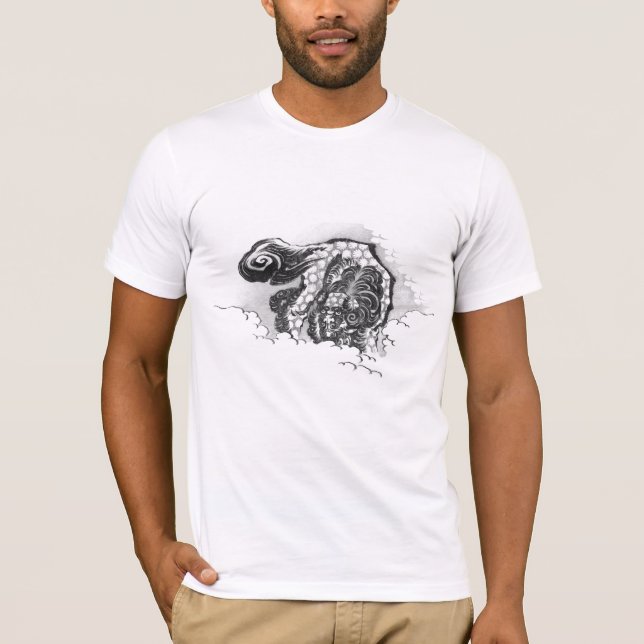 Japanese Ink Shishi Guardian Lion by Hokusai T-Shirt (Front)