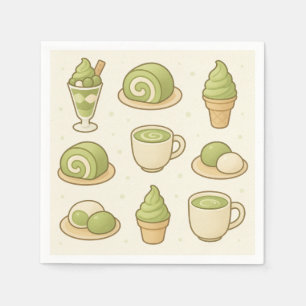 Japanese-inspired art for matcha desserts. napkin