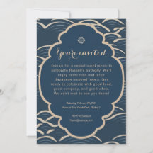 Japanese-inspired blue-wave party invitation