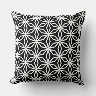 Japanese-Inspired Geometric Black and White  Cushion