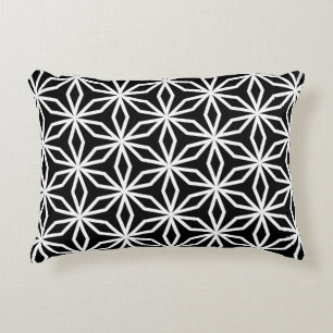 Japanese-Inspired Geometric Black and White Decorative Cushion