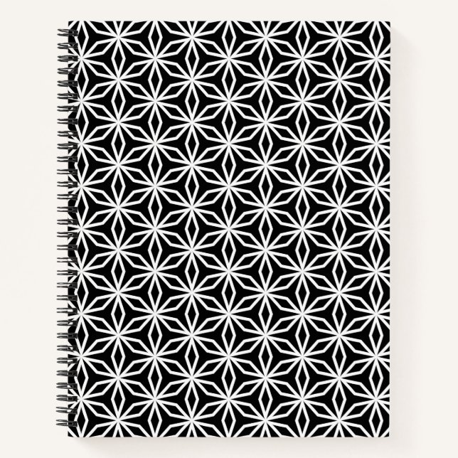 Japanese-Inspired Geometric Black and White Notebook (Front)