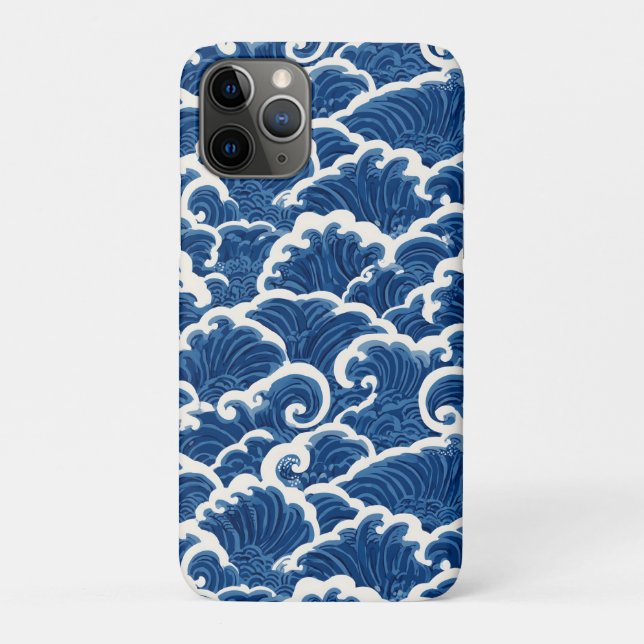 Japanese-Inspired Seamless Ocean Wave Pattern Case-Mate iPhone Case (Back)